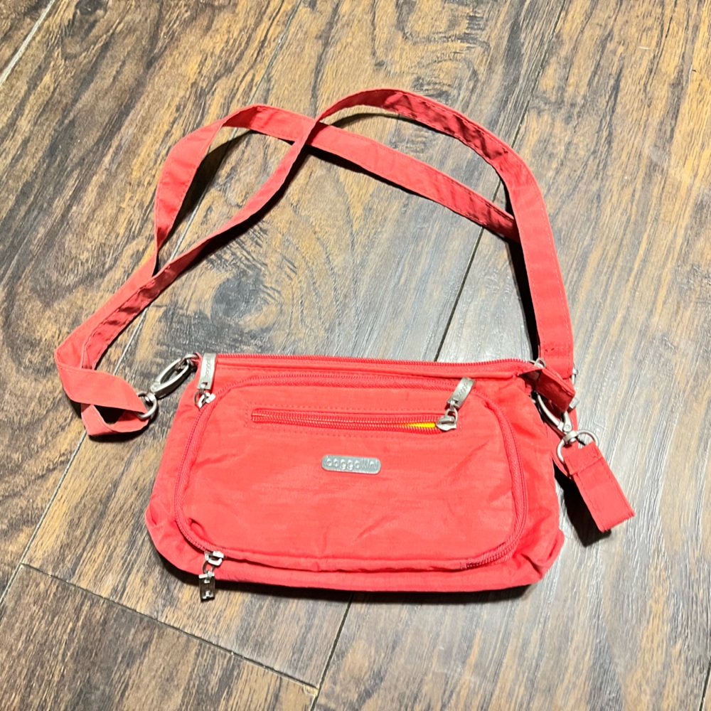 Orange Crossbody Bag with Silver Accents